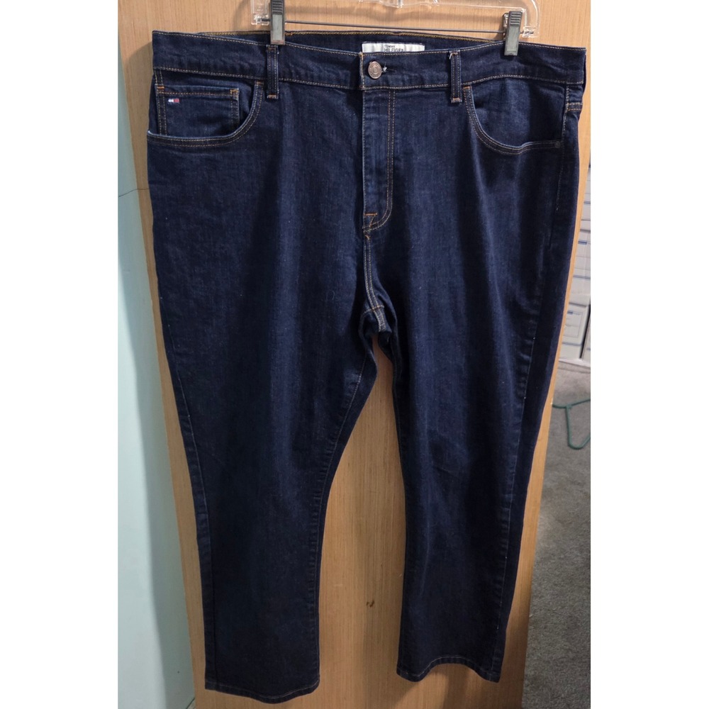 Tommy Hilfiger Denim Mens Straight Droight‎ Leg Jeans Dark Wash Indigo 40/30